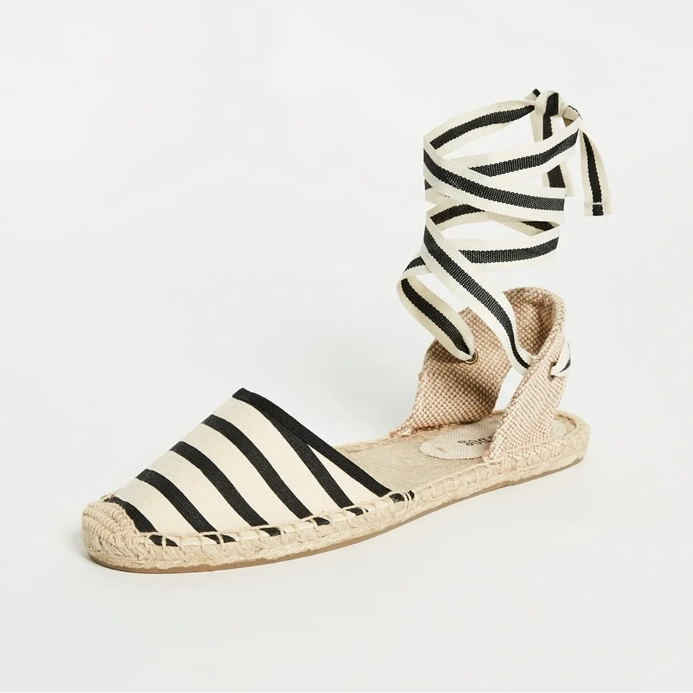 Soludos Striped Espadrille Tie Sandals